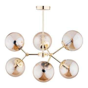 Hanglamp aan een paal FOTON  6xE14/40W/230V goud/beige