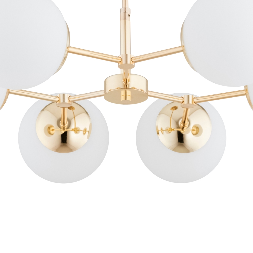 Hanglamp aan een paal FOTON  6xE14/40W/230V goud/wit