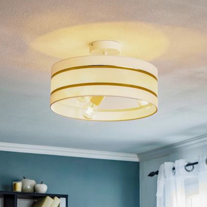 Hanglamp aan een paal HELEN 3xE27/15W/230V wit/goud