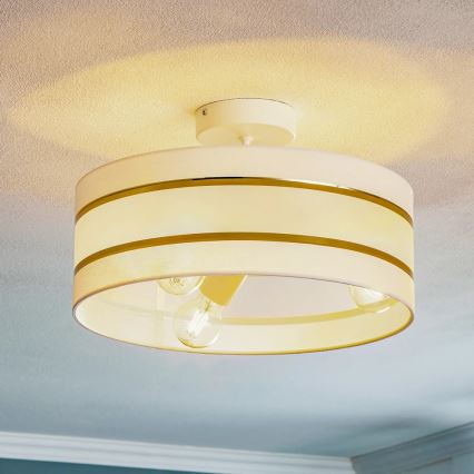 Hanglamp aan een paal HELEN 3xE27/15W/230V wit/goud