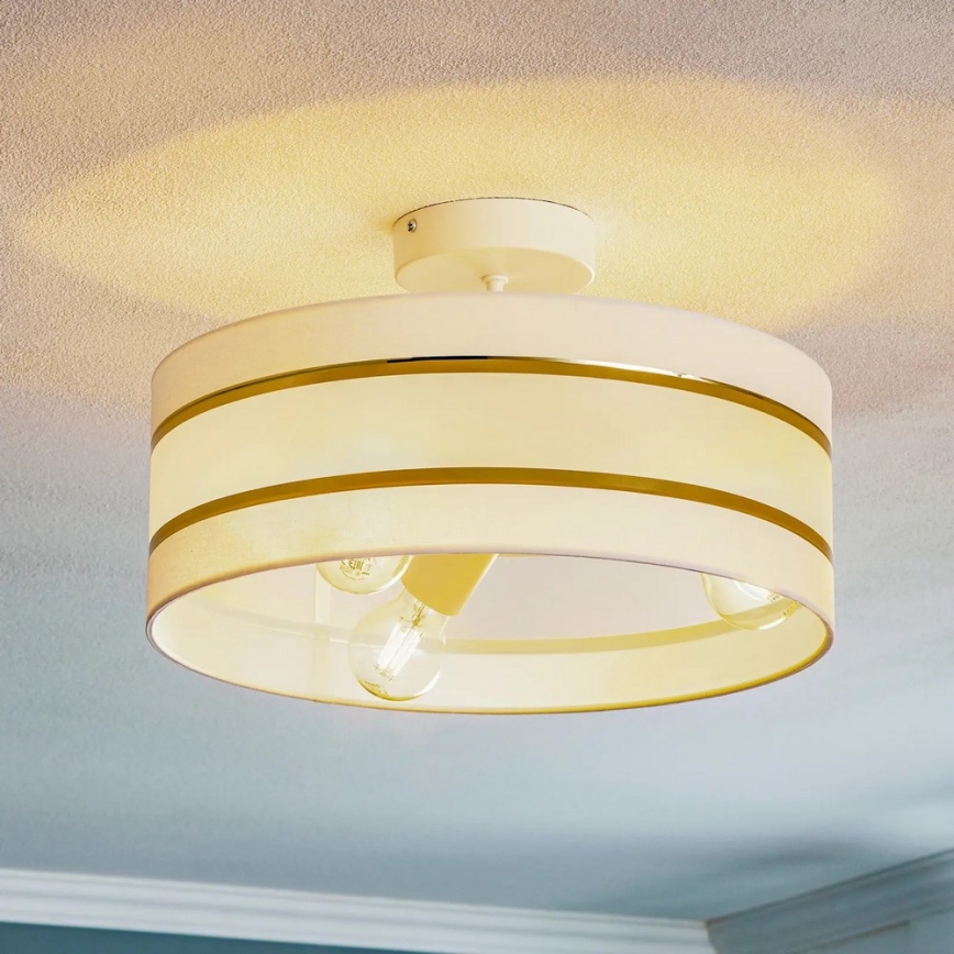 Hanglamp aan een paal HELEN 3xE27/15W/230V wit/goud