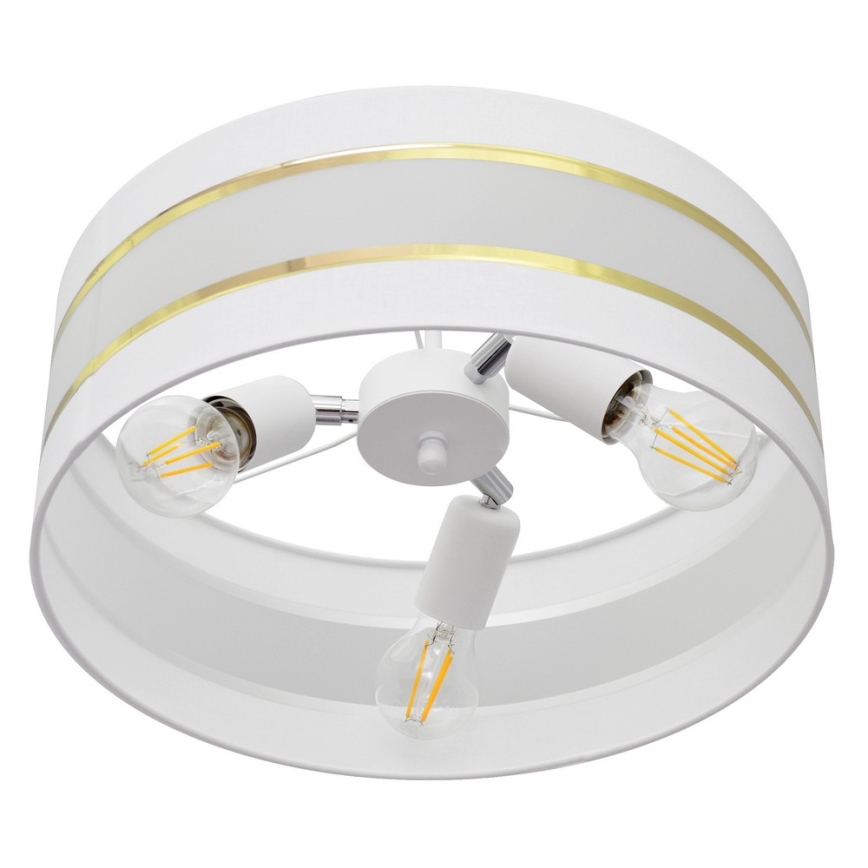 Hanglamp aan een paal HELEN 3xE27/15W/230V wit/goud