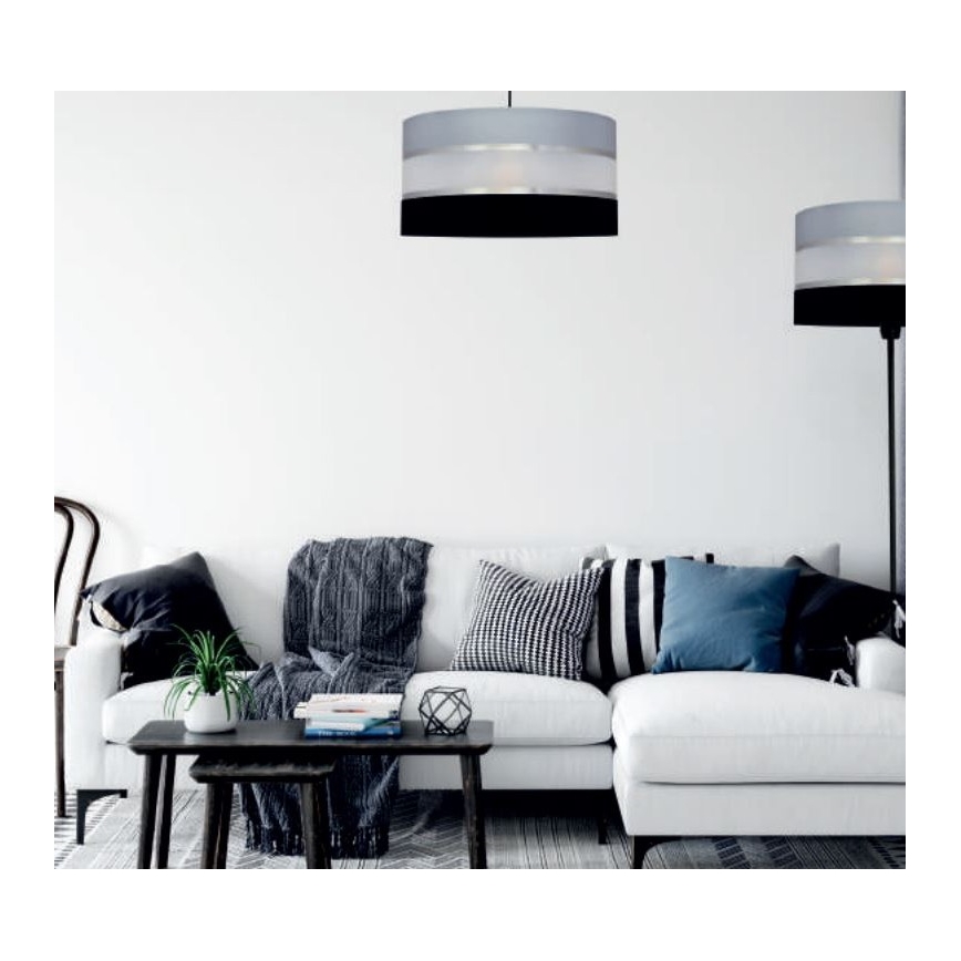 Hanglamp aan een paal HELEN 3xE27/15W/230V zwart/grijs/glanzend chroom