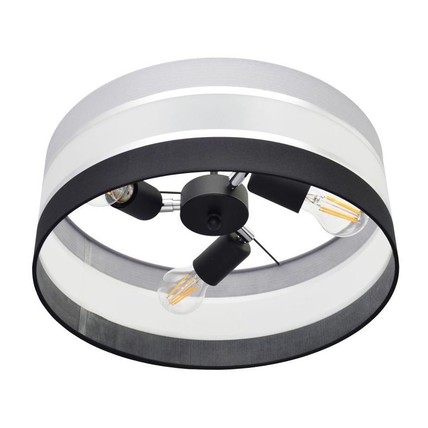 Hanglamp aan een paal HELEN 3xE27/15W/230V zwart/grijs/glanzend chroom