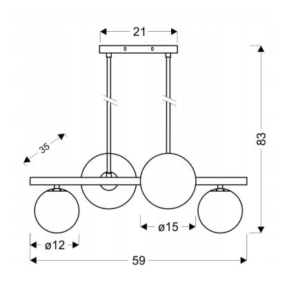 Hanglamp aan een paal KAMA 4xG9/28W/230V