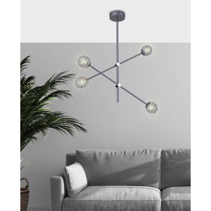 Hanglamp aan een paal PAKSOS 4xG9/5W/230V grijs