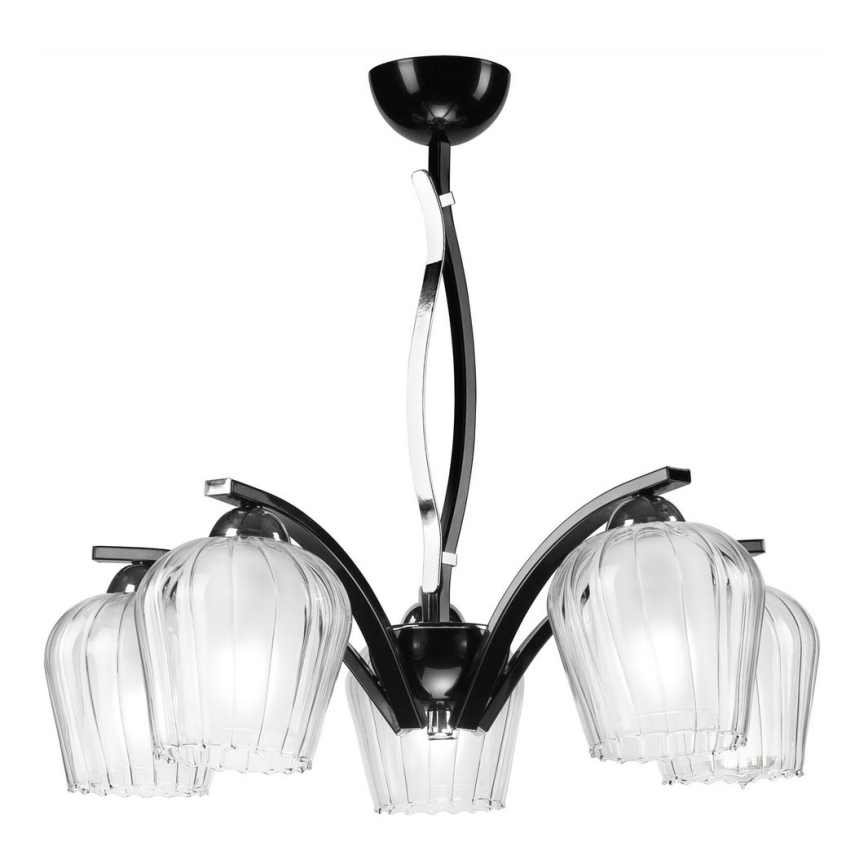 Hanglamp aan een paal PAULA 5xE27/60W/230V zwart