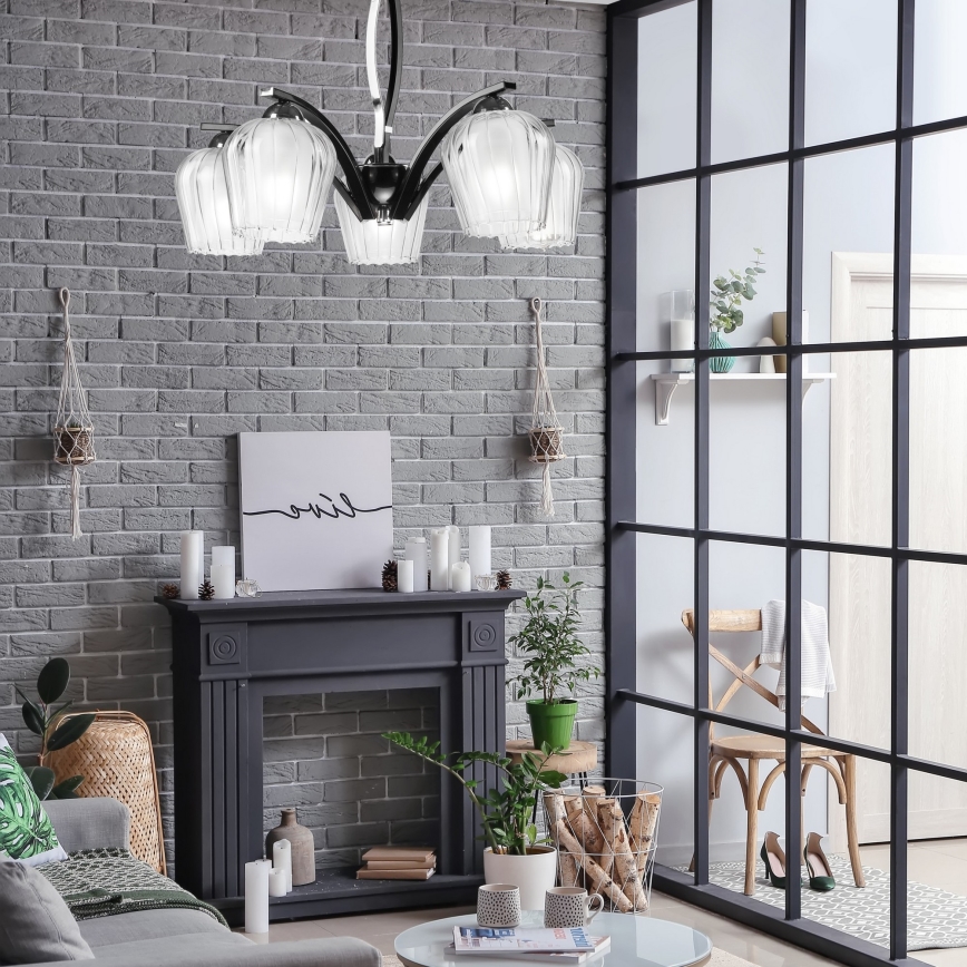 Hanglamp aan een paal PAULA 5xE27/60W/230V zwart