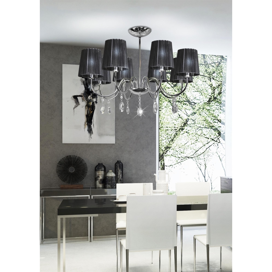 Hanglamp aan een paal SORENTO 8xE14/40W/230V zwart