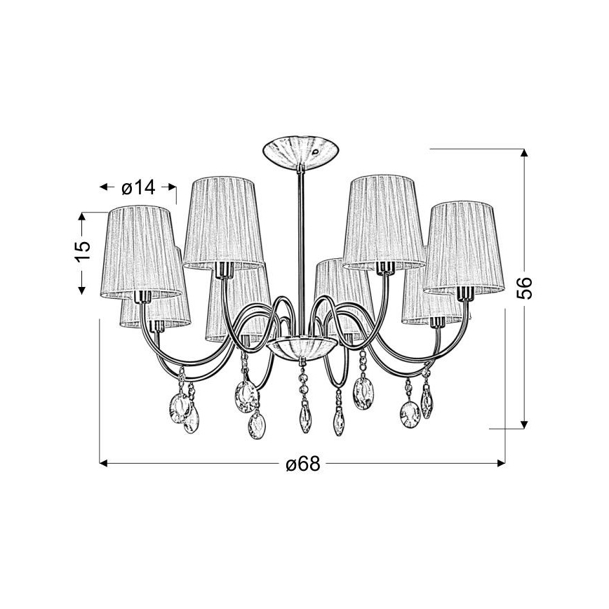 Hanglamp aan een paal SORENTO 8xE14/40W/230V zwart