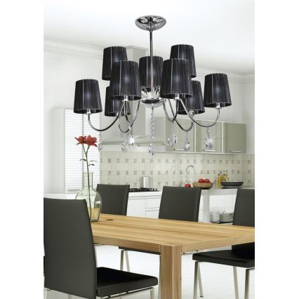 Hanglamp aan een paal SORENTO 9xE14/40W/230V zwart