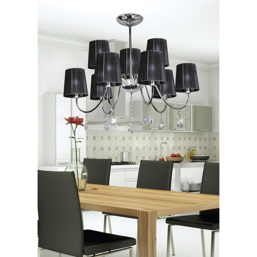 Hanglamp aan een paal SORENTO 9xE14/40W/230V zwart