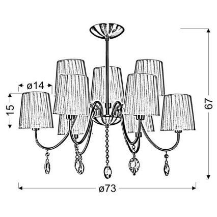Hanglamp aan een paal SORENTO 9xE14/40W/230V zwart