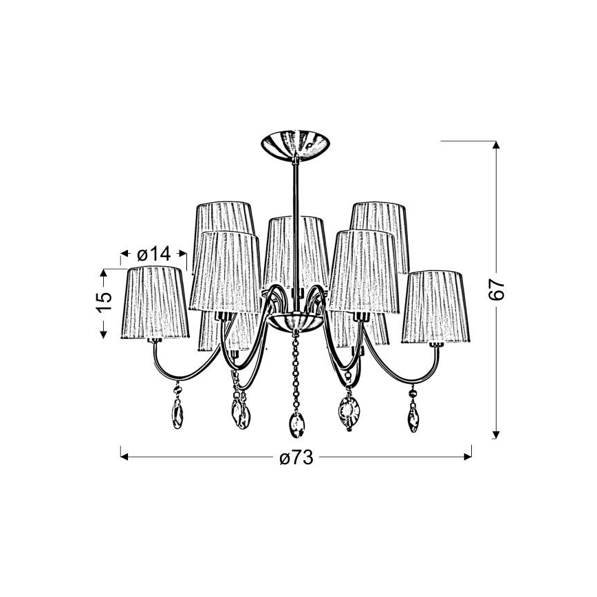 Hanglamp aan een paal SORENTO 9xE14/40W/230V zwart