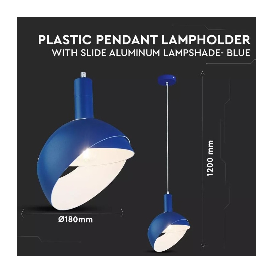 Hanglamp aan een touwtje 1xE14/60W/230V blauw