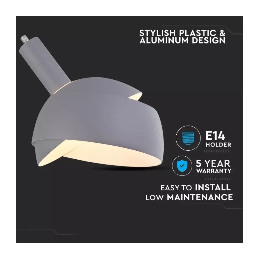 Hanglamp aan een touwtje 1xE14/60W/230V grijs