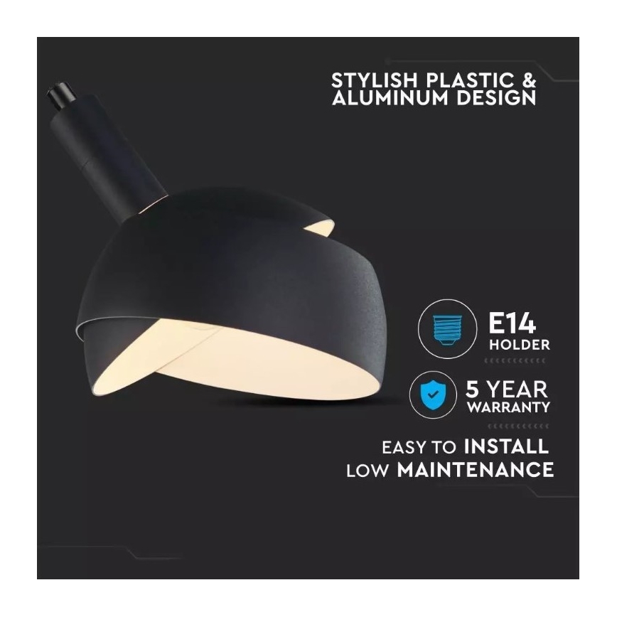Hanglamp aan een touwtje 1xE14/60W/230V zwart