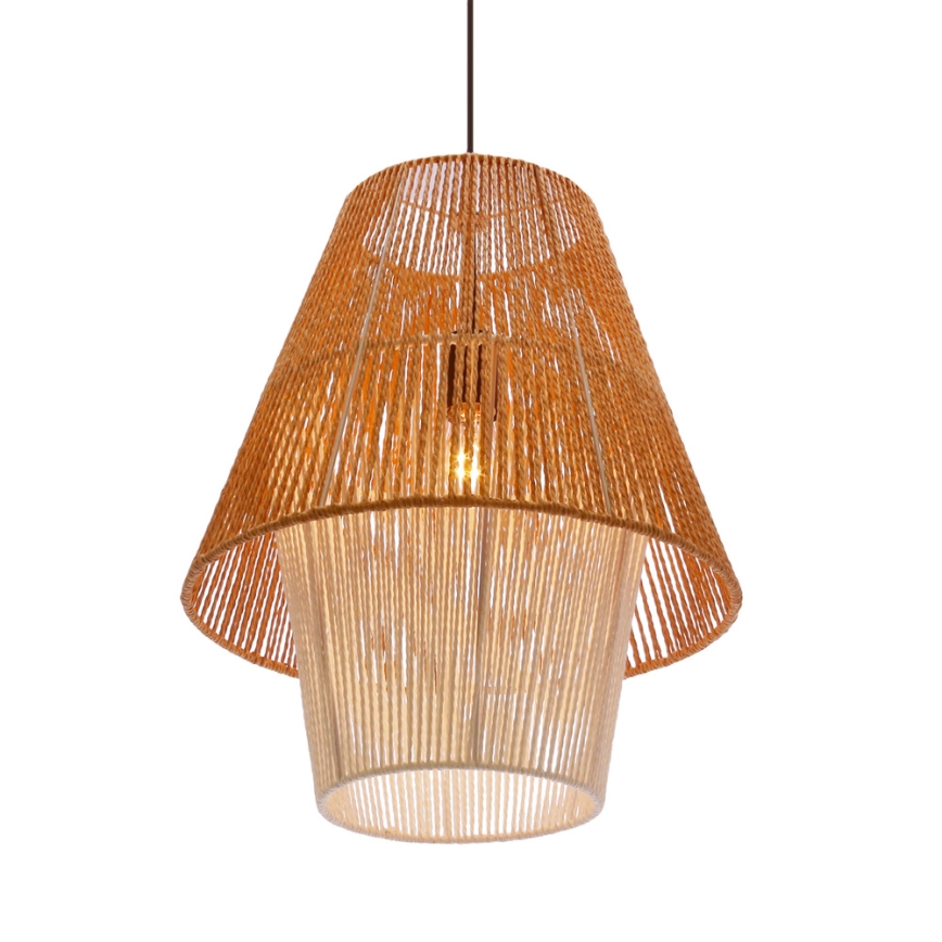 Hanglamp aan kabel AFRICA 1xE27/40W/230V Ø 40 cm bruin/crème