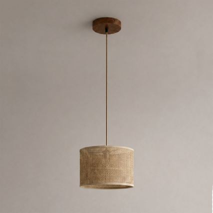 Hanglamp aan kabel AIDA 1x E27 (max. 15 W) 230 V Ø 25 cm eiken/raffia