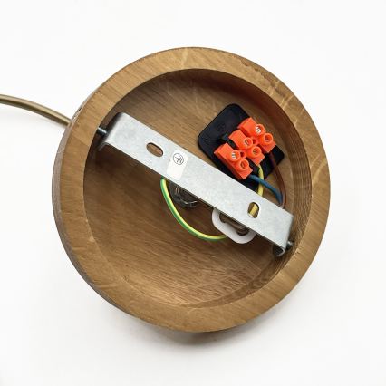 Hanglamp aan kabel AIDA 1x E27 (max. 15 W) 230 V Ø 25 cm eiken/raffia
