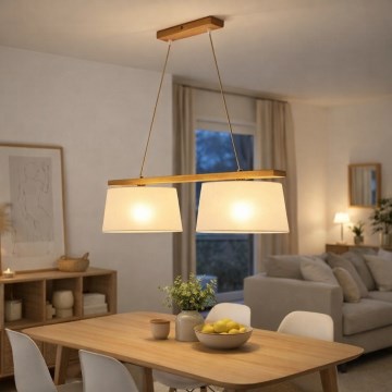 Hanglamp aan kabel AIDA 2xE27/60W/230V Ø 35 cm eik