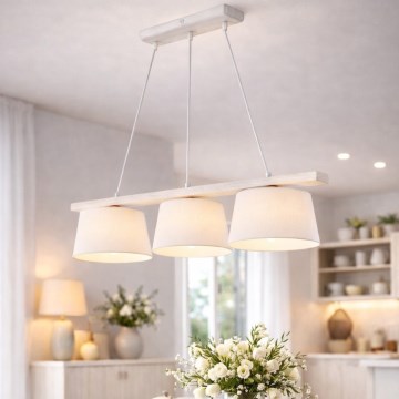 Hanglamp aan kabel AIDA 3xE27/60W/230V eik/wit