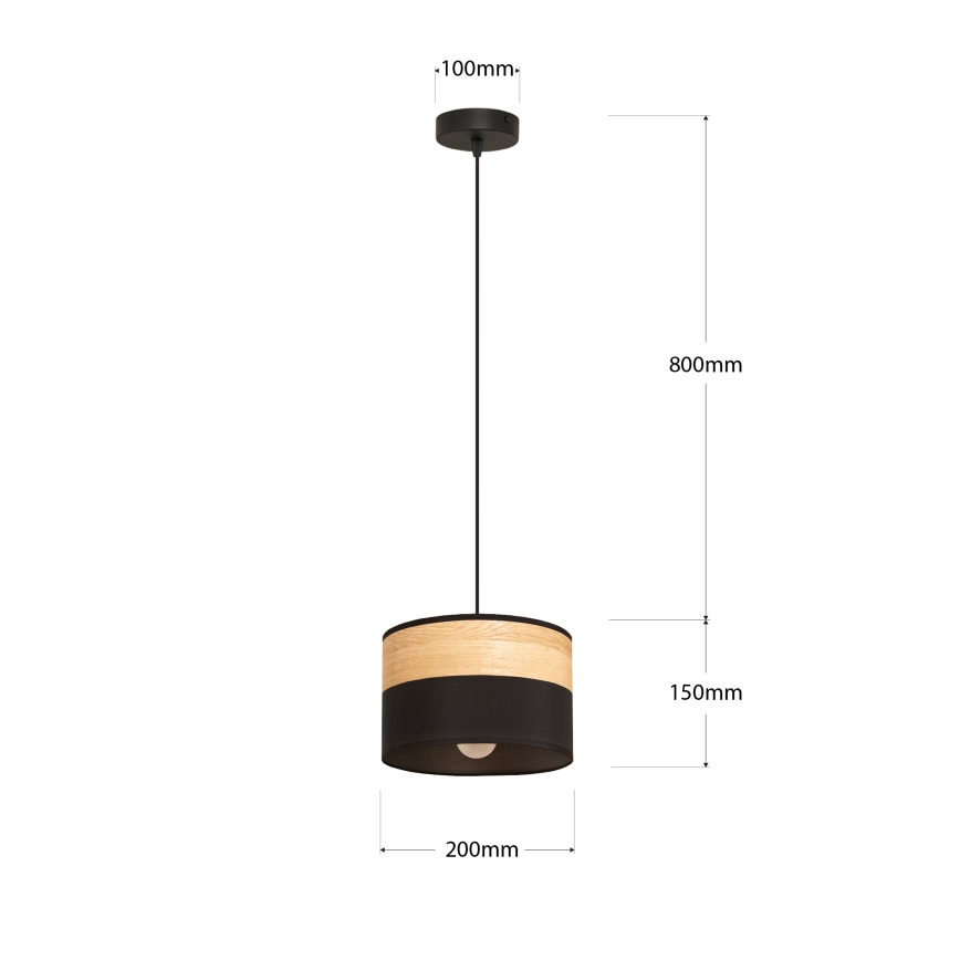 Hanglamp aan kabel ALBA 1xE27/15W/230V Ø 20 cm zwart/bruin