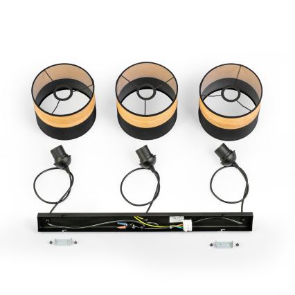 Hanglamp aan kabel ALBA 3xE27/15W/230V zwart/bruin