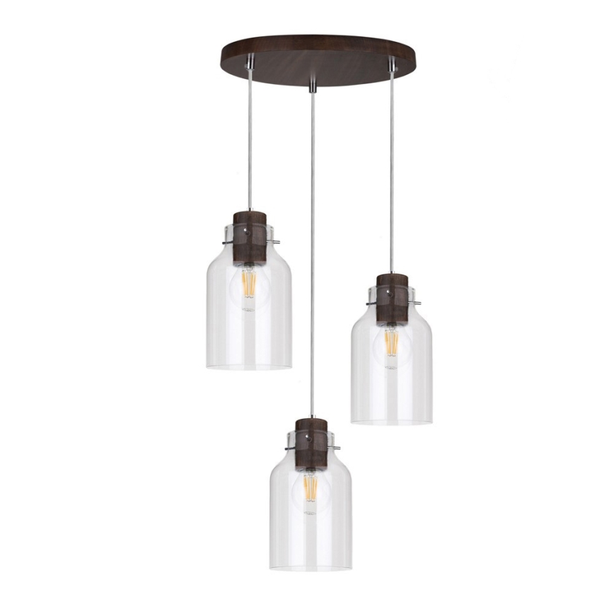 Hanglamp aan kabel ALESSANDRO 3xE27/60W/230V beukenhout