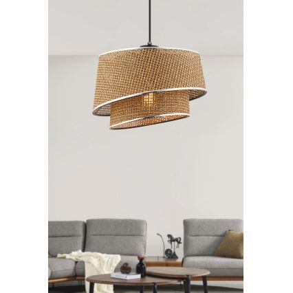 Hanglamp aan kabel BARETTE 1xE27/60W/230V bruin/glanzend chroom