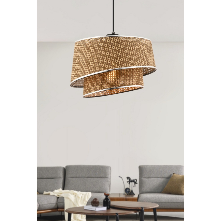 Hanglamp aan kabel BARETTE 1xE27/60W/230V bruin/glanzend chroom