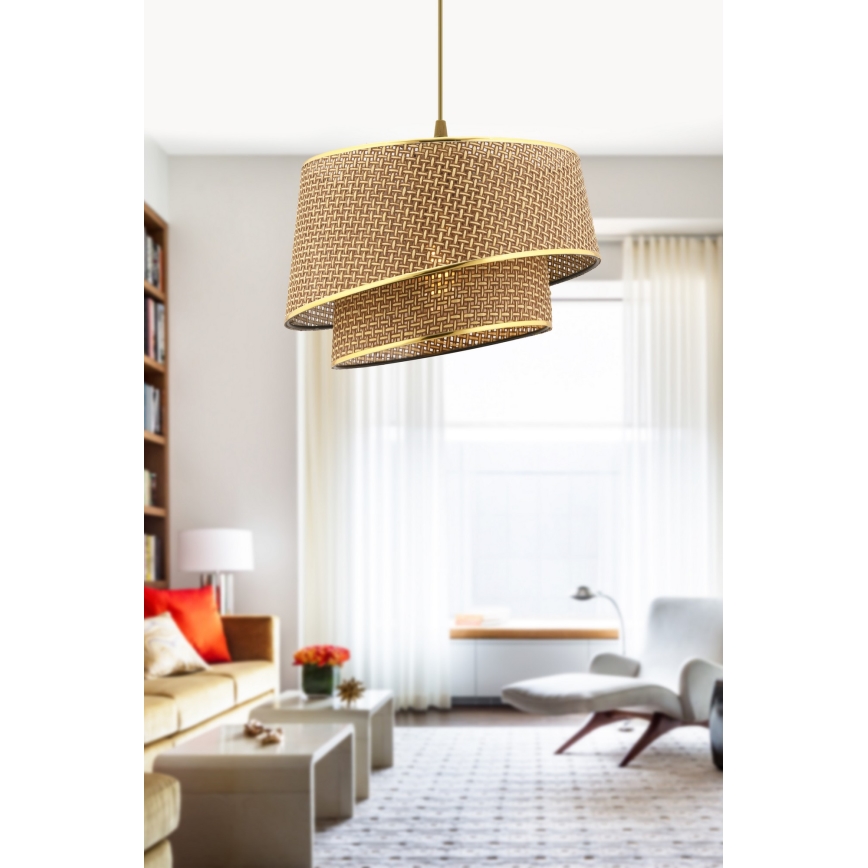 Hanglamp aan kabel BARETTE 1xE27/60W/230V bruin/goud