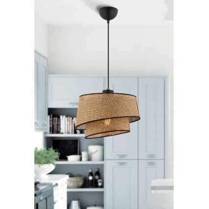Hanglamp aan kabel BARETTE 1xE27/60W/230V bruin/zwart
