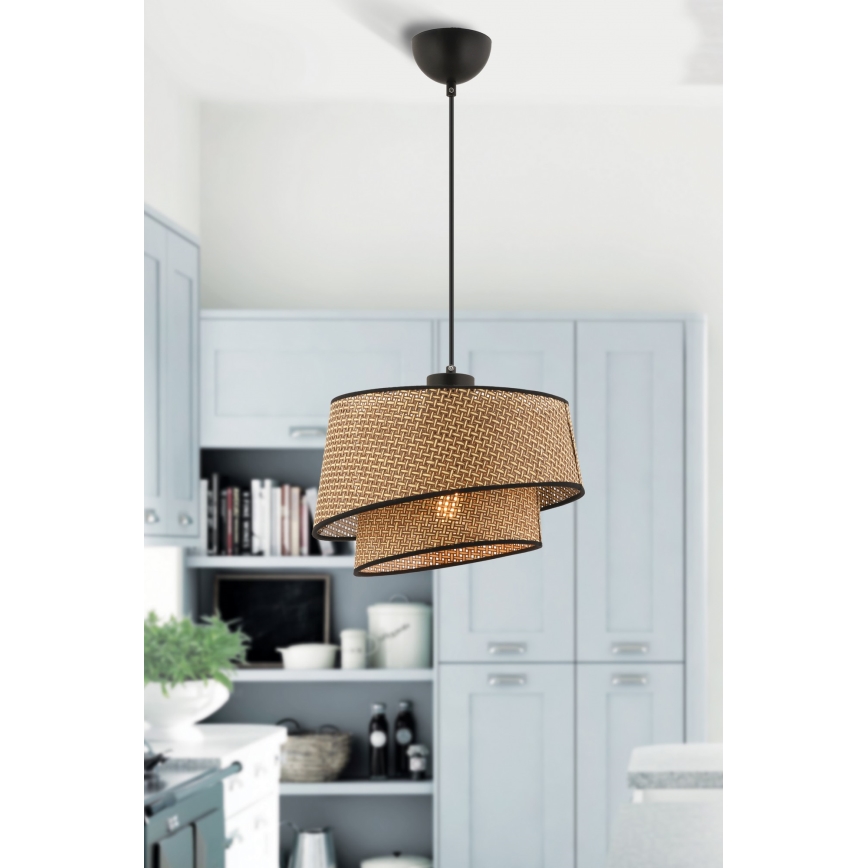 Hanglamp aan kabel BARETTE 1xE27/60W/230V bruin/zwart