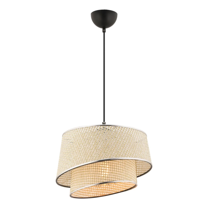 Hanglamp aan kabel BARETTE 1xE27/60W/230V crème/glanzend chroom
