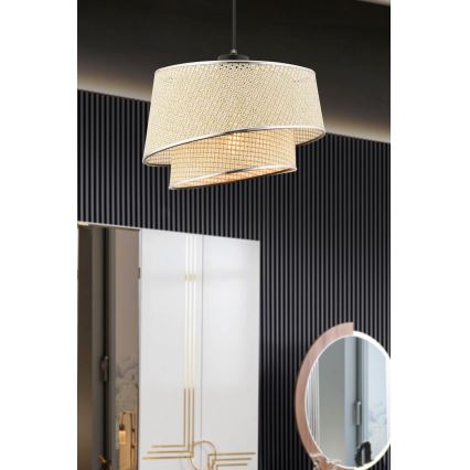 Hanglamp aan kabel BARETTE 1xE27/60W/230V crème/glanzend chroom