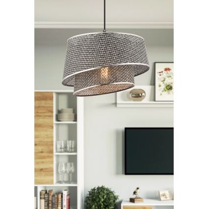 Hanglamp aan kabel BARETTE 1xE27/60W/230V grijs/glanzend chroom