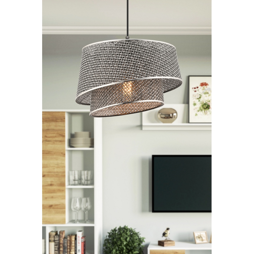 Hanglamp aan kabel BARETTE 1xE27/60W/230V grijs/glanzend chroom