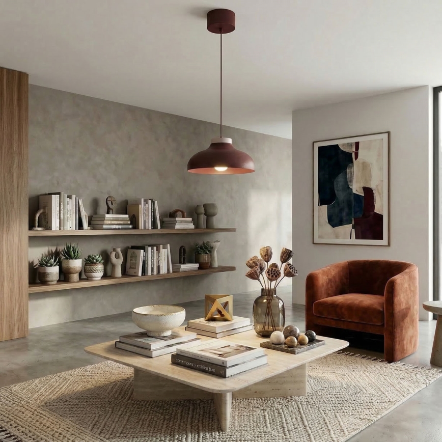 Hanglamp aan kabel BASCA 1xE27/15W/230V bordeaux/crème