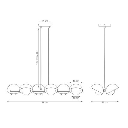 Hanglamp aan kabel BOOM 6xG9/8W/230V beige