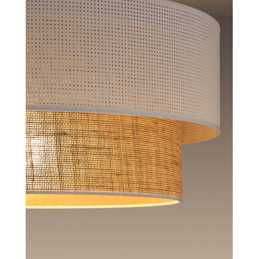 Hanglamp aan kabel BORHO 1xE27/60W/230V Ø 40 cm wit/jute
