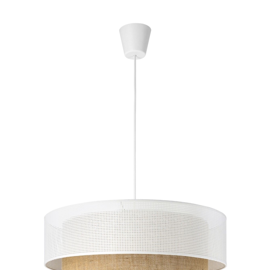 Hanglamp aan kabel BORHO 1xE27/60W/230V Ø 40 cm wit/jute