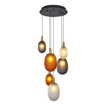 Hanglamp aan kabel CACTUS 6xG9/5W/230V koper/grijs/wit