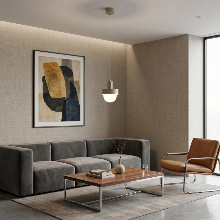 Hanglamp aan kabel CANAN 1xE27/15W/230V Ø 20 cm beige