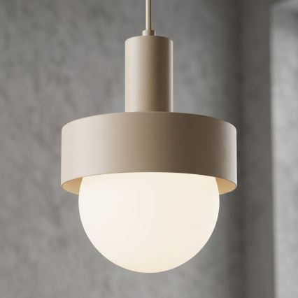 Hanglamp aan kabel CANAN 1xE27/15W/230V Ø 20 cm beige