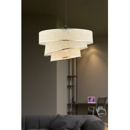 Hanglamp aan kabel COUPER 1xE27/60W/230V crème/glanzend chroom
