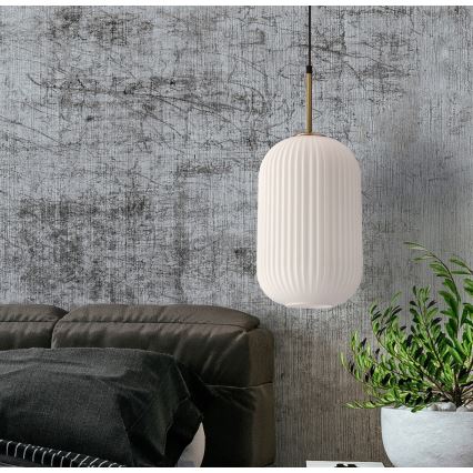 Hanglamp aan kabel CRESTO 1xE27/40W/230V wit/goud