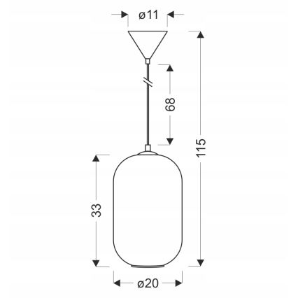 Hanglamp aan kabel CRESTO 1xE27/40W/230V wit