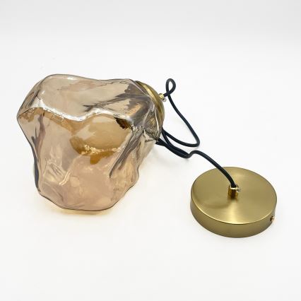 Hanglamp aan kabel CRISTAL 1xE14/15W/230V messing/rookbeige