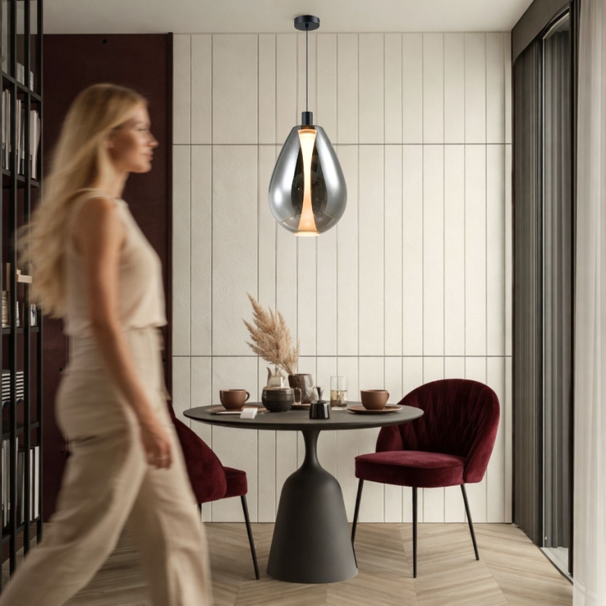 Hanglamp aan kabel DENSO 1xGU10/10W/230V Ø 30 cm zwart chroom